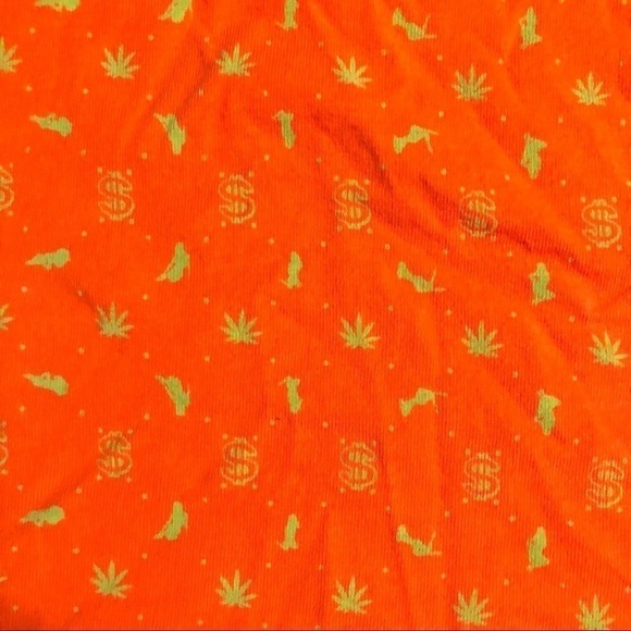 Sex Money Weed Orange 420 Tank Top Muscle Shirt Mens Small Zip Pocket - Picture 9 of 10